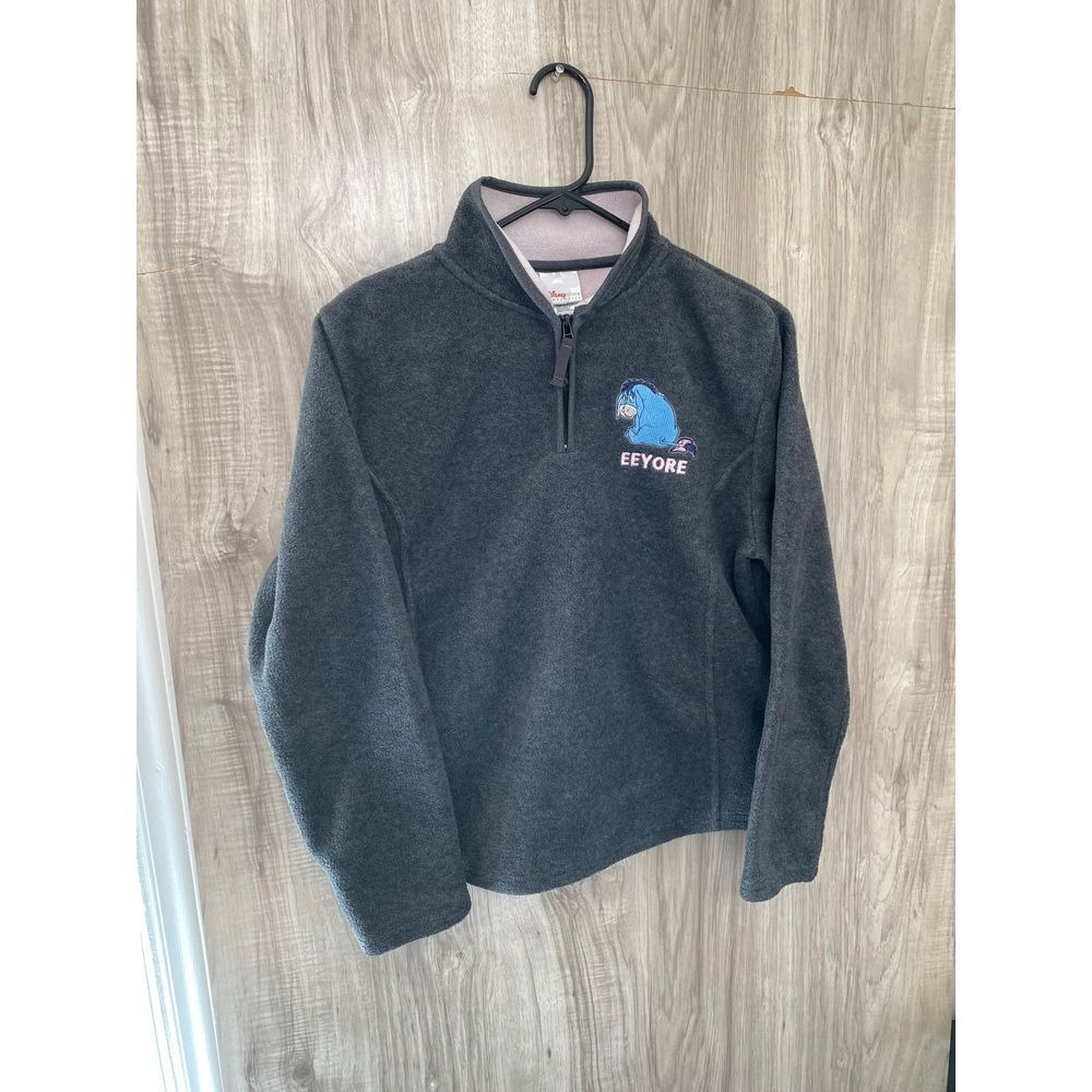 Eeyore Gray Fleece 1/4 Zip Sweatshirt Pullover Disney Store Exclusive Small